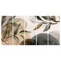 5-TEILIGES WANDBILD ZARTE BLÄTTER UND SCHATTEN - BILDER BÄUME UND LAUB - BILDER