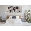 5-PIECE CANVAS PRINT MAP ON A WOODEN BACKGROUND - PICTURES OF MAPS - PICTURES