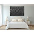 CANVAS PRINT ORIENTAL MANDALA IN BLACK AND WHITE - BLACK AND WHITE PICTURES - PICTURES