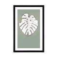 POSTER WITH MOUNT MONSTERA ON A GREEN BACKGROUND - MOTIFS FROM OUR WORKSHOP - POSTERS