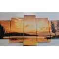 5-PIECE CANVAS PRINT MOUNTAIN LAKE REFLECTION - PICTURES OF NATURE AND LANDSCAPE - PICTURES