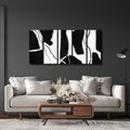 TABLEAU EN 5 PARTIES – LIGNES ABSTRAITES EN NOIR ET BLANC - IMAGES FORMES ABSTRAITES - TABLEAUX