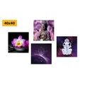 CANVAS PRINT SET FENG SHUI IN PURPLE VERSION - SET OF PICTURES - PICTURES