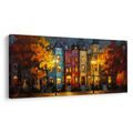 OBRAZ VEČERNÍ MĚSTSKÁ SCENÉRIE - BAREVNÉ DOMY - OBRAZY