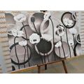 CANVAS PRINT POPPIES ON AN ABSTRACT BACKGROUND IN BLACK AND WHITE - BLACK AND WHITE PICTURES - PICTURES