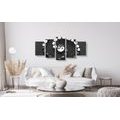 5-PIECE CANVAS PRINT HARMONIOUS YIN AND YANG - BLACK AND WHITE PICTURES - PICTURES