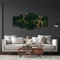 TABLEAU EN 5 PARTIES – CERCLES ABSTRAITS DORÉS - IMAGES FORMES ABSTRAITES - TABLEAUX