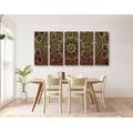 5-PIECE CANVAS PRINT GOLDEN ORIENTAL MANDALA - PICTURES FENG SHUI - PICTURES