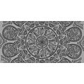 WANDBILD MANDALA MIT ABSTRAKTEN NATURMOTIVEN IN SCHWARZ-WEISS - SCHWARZ-WEISSE BILDER - BILDER