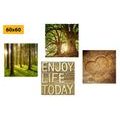 CANVAS PRINT SET BREEZE OF NATURE WITH AN INSCRIPTION - SET OF PICTURES - PICTURES