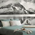 WALL MURAL LAKE NEAR A MOUNTAIN IN BLACK AND WHITE - BLACK AND WHITE WALLPAPERS - WALLPAPERS