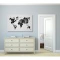 CANVAS PRINT WORLD MAP IN VECTOR GRAPHIC DESIGN IN BLACK AND WHITE - PICTURES OF MAPS - PICTURES