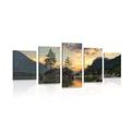 5-PIECE CANVAS PRINT MOUNTAIN LANDSCAPE BY THE LAKE - PICTURES OF NATURE AND LANDSCAPE - PICTURES