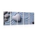 5-PIECE CANVAS PRINT HEART OF STONE ON A SANDY BACKGROUND - STILL LIFE PICTURES - PICTURES