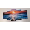 5-PIECE CANVAS PRINT SUN OVER THE SEA - PICTURES OF NATURE AND LANDSCAPE - PICTURES