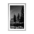 AFFICHE AVEC MONTURE LAC DE MONTAGNE EN NOIR ET BLANC - NOIR ET BLANC - AFFICHES