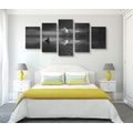 5-PIECE CANVAS PRINT BOAT AT SEA IN BLACK AND WHITE - BLACK AND WHITE PICTURES - PICTURES