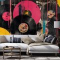 SAMOLEPILNA TAPETA PISANE RETRO VINILNE PLOŠČE - GLASBENE FOTOTAPETE - TAPETE