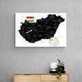 QUADRO SU TELA – MAPPA NERA STILOSA DELL'UNGHERIA - QUADRI MAPPE - STAMPE E QUADRI