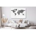 DECORATIVE PINBOARD POLITICAL MAP OF THE WORLD IN BLACK AND WHITE - PICTURES ON CORK - PICTURES