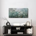 WANDBILD BLÜHENDE WIESE IM DUNST - BILDER BLUMEN - BILDER