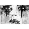 CANVAS PRINT FASHIONABLE WOMAN IN BLACK AND WHITE - BLACK AND WHITE PICTURES - PICTURES