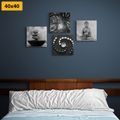 CANVAS PRINT SET FENG SHUI IN BLACK AND WHITE STYLE - SET OF PICTURES - PICTURES