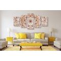 5-TEILIGES WANDBILD ABSTRAKTES ETHNISCHES MANDALA - BILDER MIT FENG SHUI-MOTIVEN - BILDER