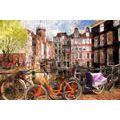 CANVAS PRINT SKETCHED AMSTERDAM - VINTAGE AND RETRO PICTURES - PICTURES