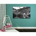 CANVAS PRINT BEAUTIFUL MOUNTAIN LANDSCAPE IN BLACK AND WHITE - BLACK AND WHITE PICTURES - PICTURES