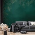 TAPET FRUNZE AURII PE VERDE SMARALD - TAPETE FRUNZE - TAPETURI