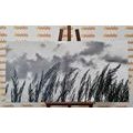 CANVAS PRINT GRASS IN BLACK AND WHITE - BLACK AND WHITE PICTURES - PICTURES