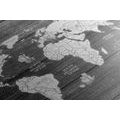 CANVAS PRINT BLACK AND WHITE MAP ON WOOD - PICTURES OF MAPS - PICTURES