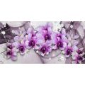 TABLOU FLORI VIOLETE PE FUNDAL ABSTRACT - TABLOU FLORI - TABLOURI