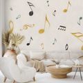 SELBSTKLEBENDE TAPETE MUSIKNOTEN IN GOLD UND SCHWARZ - MUSIK FOTOTAPETEN - TAPETEN