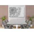 CANVAS PRINT MANDALA IN A WINTER THEME IN BLACK AND WHITE - BLACK AND WHITE PICTURES - PICTURES