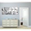 5-PIECE CANVAS PRINT ORCHID ON A CANVAS IN BLACK AND WHITE - BLACK AND WHITE PICTURES - PICTURES