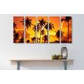 IMPRESSION SUR TOILE EN 5 PARTIES COCOTIERS SUR UNE PLAGE - IMPRESSION SUR TOILE DE NATURE ET PAYSAGE - IMPRESSION SUR TOILE