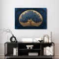 WANDBILD BLAUER LEBENSBAUM AUF GOLDENEM HINTERGRUND - BILDER BÄUME DES LEBENS - BILDER