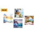 CANVAS PRINT SET TOUCH OF THE SEA IN THE IMITATION OF AN OIL PAINTING - SET OF PICTURES - PICTURES