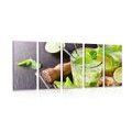 5-TEILIGES WANDBILD KÖSTLICHER MOJITO - BILDER VON ESSEN UND GETRÄNKEN - BILDER