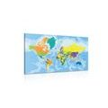 CANVAS PRINT COLORED WORLD MAP - PICTURES OF MAPS - PICTURES