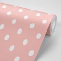 SELF ADHESIVE WALLPAPER PINK BACKGROUND DOTTED WITH WHITE SPOTS - SELF-ADHESIVE WALLPAPERS - WALLPAPERS