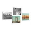 SET OBRAZŮ ZAJÍMAVÁ KOMBINACE MĚSTA NEW YORK - SESTAVY OBRAZŮ - OBRAZY
