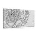 CANVAS PRINT MANDALA IN A WINTER THEME IN BLACK AND WHITE - BLACK AND WHITE PICTURES - PICTURES