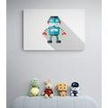 CANVAS PRINT OBLUE ROBOT ON A WHITE BACKGROUND - CHILDRENS PICTURES - PICTURES