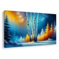 WANDBILD WINTERLANDSCHAFT MIT BUNTEN BÄUMEN - BILDER WALD - BILDER