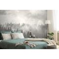 WALL MURAL BLACK AND WHITE FOG OVER THE FOREST - BLACK AND WHITE WALLPAPERS - WALLPAPERS