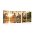 5-TEILIGES WANDBILD BUDDHA-STATUE IM PARK SUKHOTHAI - BILDER MIT FENG SHUI-MOTIVEN - BILDER