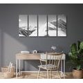 5-PIECE CANVAS PRINT SNOWY MOUNTAINS IN BLACK AND WHITE - BLACK AND WHITE PICTURES - PICTURES